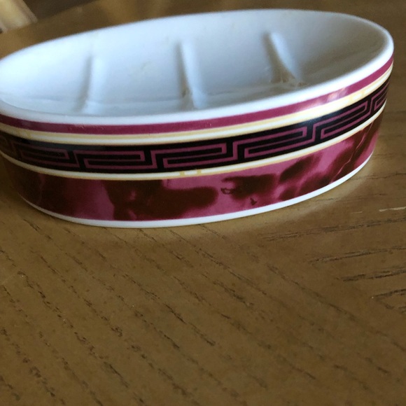 Other - Decorative Oval Dish with Red and Black Pattern